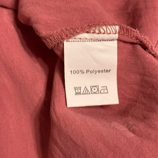 Dusty Rose Textured Swiss Dot Button Front Blouse Size XL - Image 3