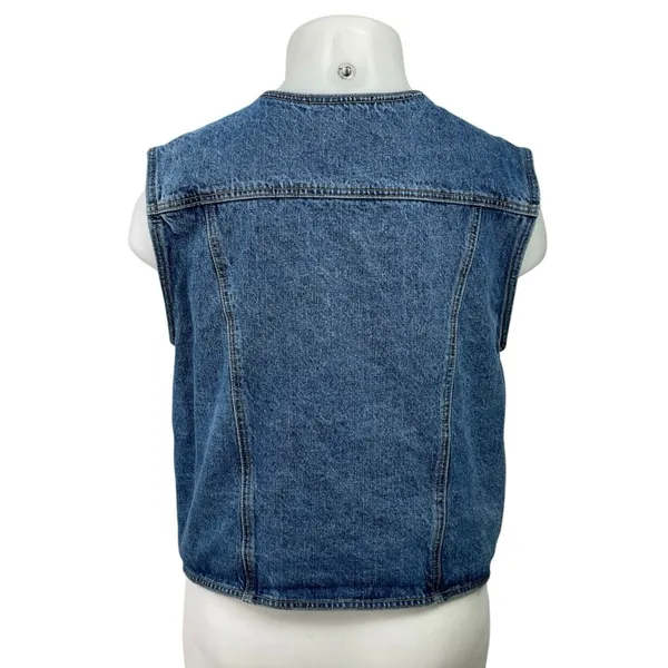 Princess Polly Burrows Medium Blue Wash V Neck Sleeveless Crop Denim Vest Top 10 - Image 3