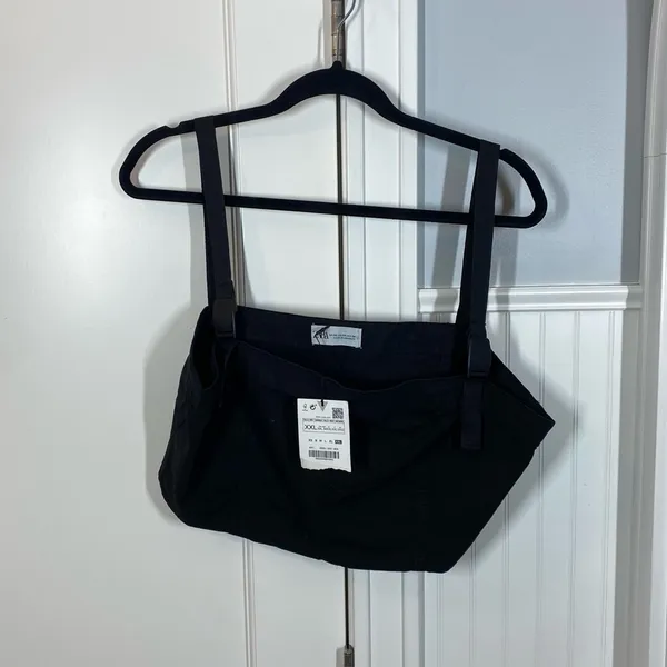 Zara Black Cropped Technical Utility Buckle Clip Strap Cotton‎ Tank Top Size XL - Image 2