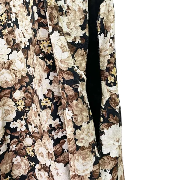 Abercrombie & Fitch Floral Linen Blend Mini Dress Brown Beige Roses Size Small - Image 12