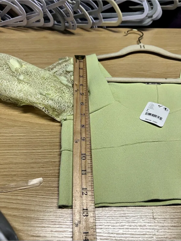 Free People Flutter By Crop Butterfly Sleeve Top Lemon L NWT - Image 13