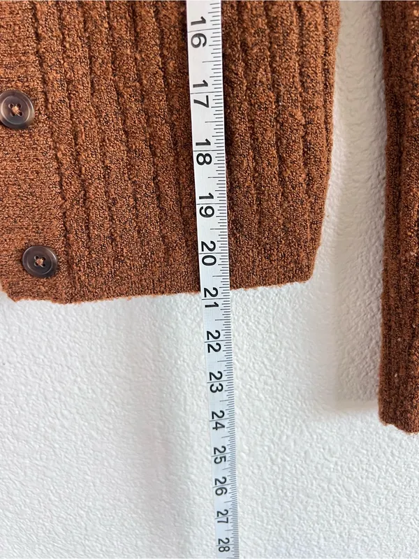 Madewell Women's Merritt Shrunken Cardigan Sweater‎ Button Ribbed Marled Maple - Image 7