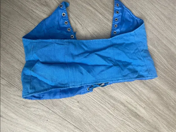 Lioness Blue Lace-Up Crop Top - Image 3