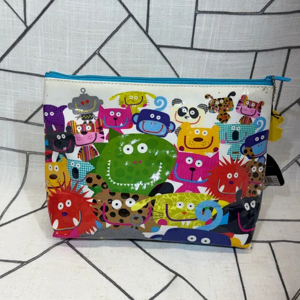 Paperchase Pet Chopz Toiletry Bag Large Multicolor Animal Monster Print NWT - Image 2