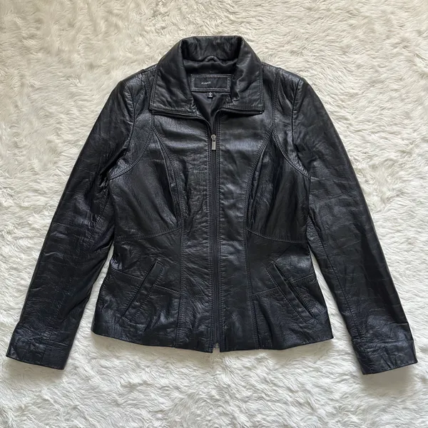 Avanti Jacket Genuine Leather Full Zip Up Collared Vintage Black S - Image 2