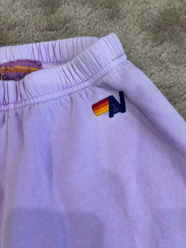 Aviator Nation Neon Purple Logo Sweatpants. Size Large - Image 3