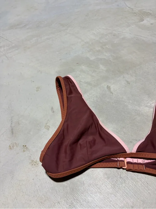 Aerie scoop Triangle swim top bikini with Pink Trim small - Image 2