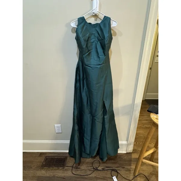 Alfred Sung D824 Hunter Green Jewel Neck Open Back Bow Gown Size 16 R $248 - Image 4