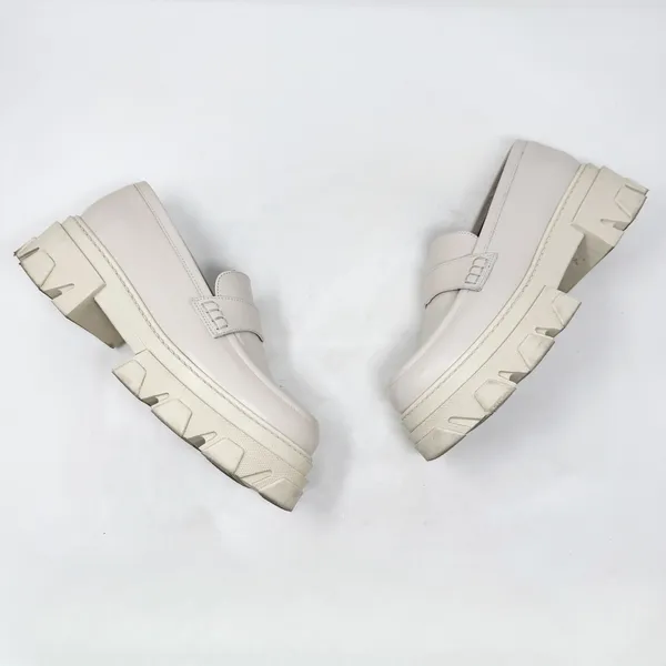 [Alohas] Cream Trailblazer Chunky Heel Penny Loafers Genuine Leather Sz 10 EU 40 - Image 9