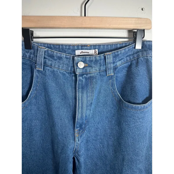 Mountex Wide Leg Double Knee Denim Utility Pants Medium Wash Blue Size 30 - Image 3