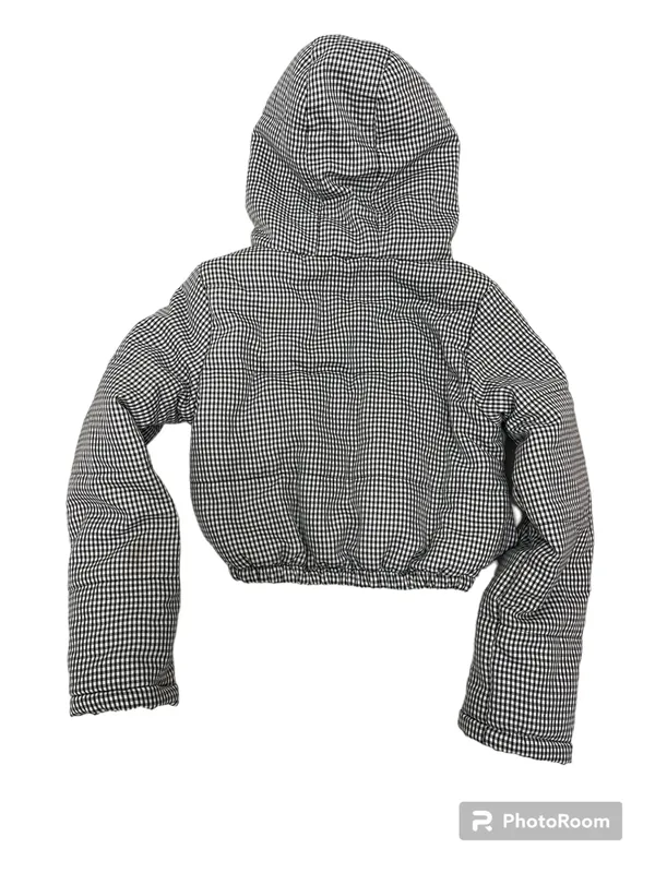 The Keir Puffer Jacket Black and White with Hood Size M/L - Image 6