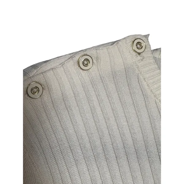 J.McLaughlin‎ Womens Ivory Ribbed Shoulder Button Cotton Modal Sweater Large - Image 5