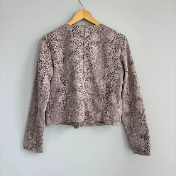 Haute Monde Faux Snakeskin Moto Jacket Boho Zip Up Lightweight Going Out Medium - Image 3