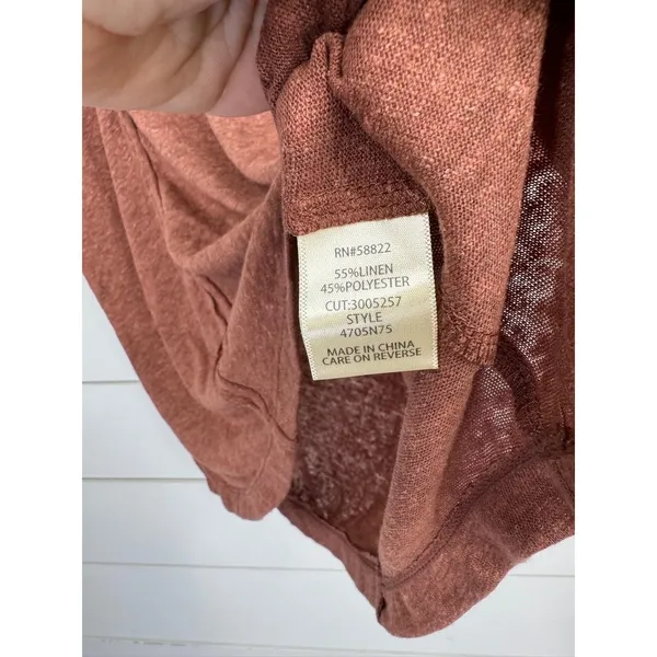 Max Studio London Womens Size M Burnt Orange Brown Scoop Neck Textured Top - Image 6