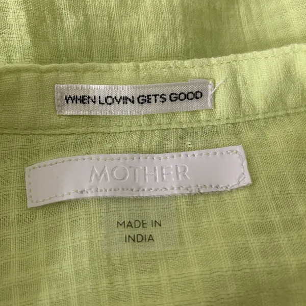MOTHER Neon Yellow/green The Pop Your Top Street Lights Shirt Button Sz S - Image 7