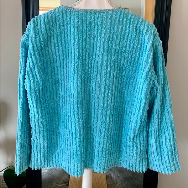 Quilted Chenille Blue Jacket Size M - Image 3