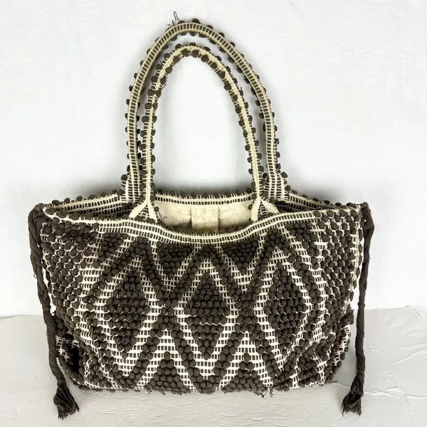 Antonello Tedde Capriccioli Handwoven Eco Luxury Handbag Large Rombi Linen - Image 2