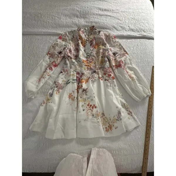 Miss Rosier Bianca Floral-Print Mini Dress Size Medium Floral A-line Vintage - Image 3