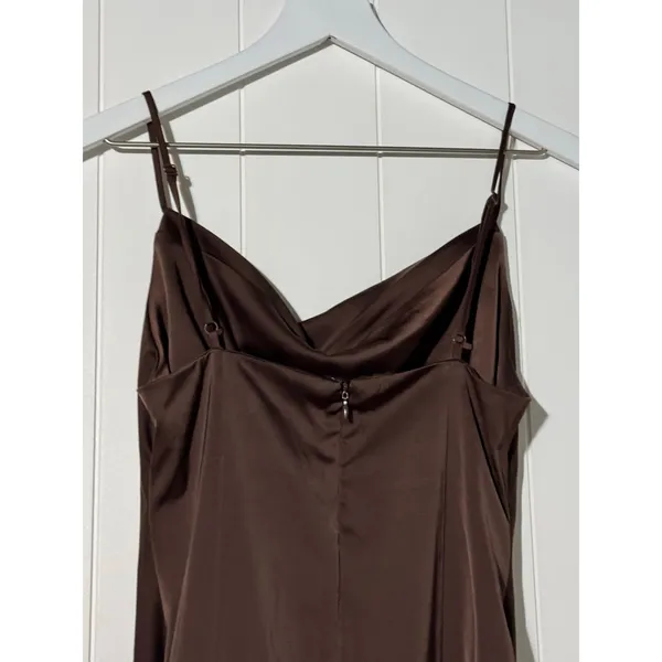 Urban Outfitters Mallory Cowl Slip Mini Dress Satin Sheen Brown - Image 5