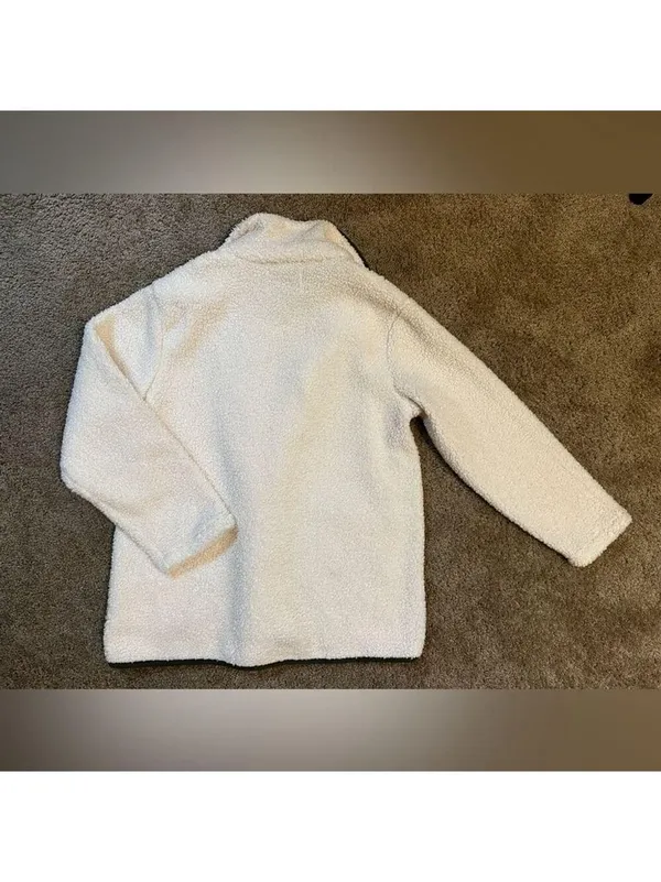Lucky Brand White Sherpa Button Up Jacket Small - Image 8