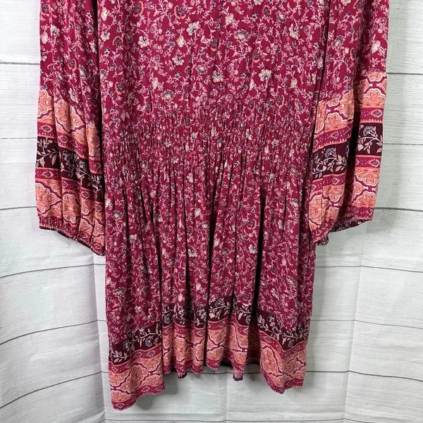 American Eagle Womens XL Long Boho Paisley Floral Gathered Mini Dress - Image 8