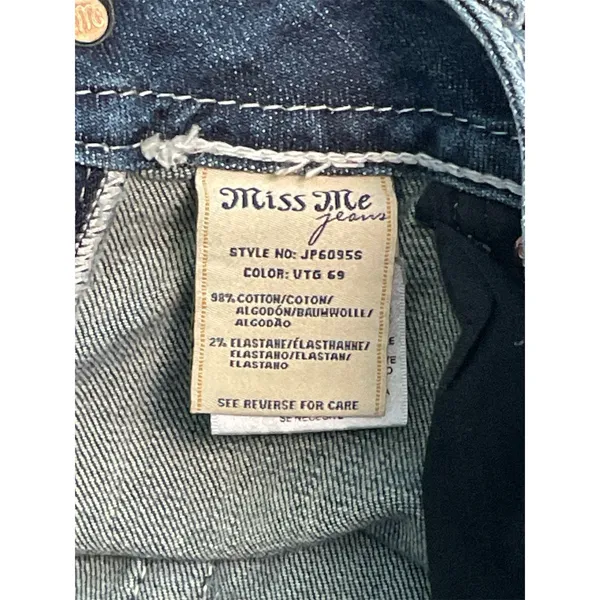 Miss Me Y2K Skinny Embellished Medium Wash Saddle Stitch Low Rise Jeans‎ Size 27 - Image 7