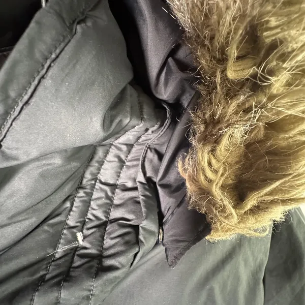 Columbia Puffer Jacket Down Fill‎ Faux Fur Trim Hood Black Women Size S XL5984 - Image 11