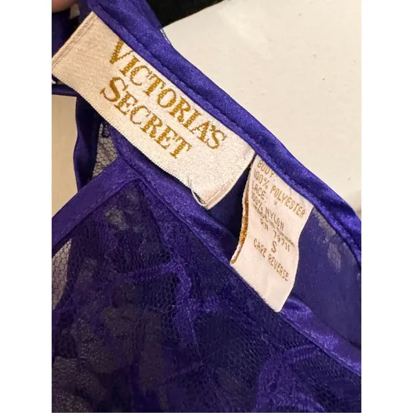 Victoria’s Secret Vintage Gold Label Purple Lace Babydoll Cami Small - Image 4