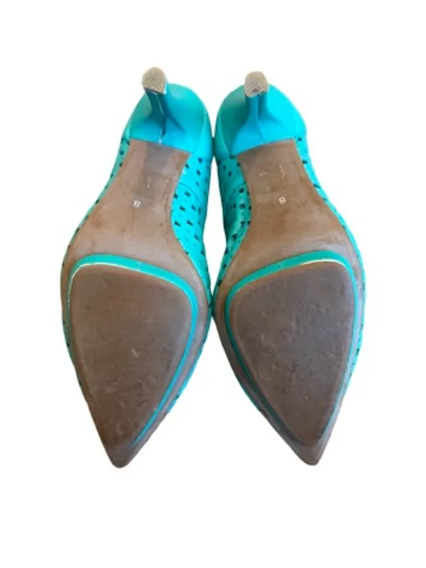 Jeffrey Campbell Bullet Turquoise Perforated Toe Pumps Heels Bold Size 8 Women's - Image 2