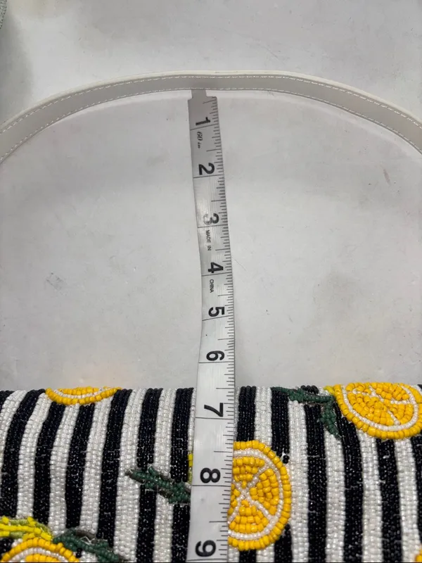 Black And White Stripe Beaded Bag With Lemon Design Double Snap Closure Nwts - Image 11