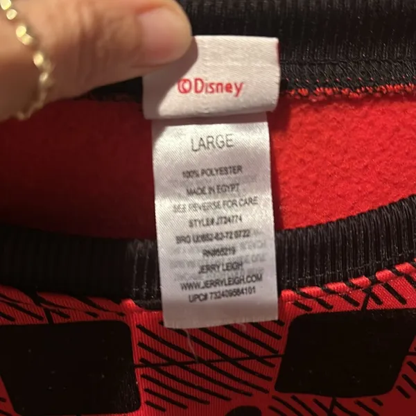 Disney Mickey Mouse Red Buffalo Plaid sweater sz L - Image 3
