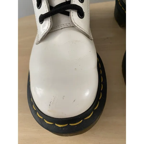 Dr Martens Boots Smooth White Patent Leather Pascal Womens 6 AirWair Docs 1460 - Image 3