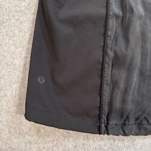 Lululemon Short Sleeve Top Women's 8 Black Zip Back Drawstring Waist Active Gym - Image 9