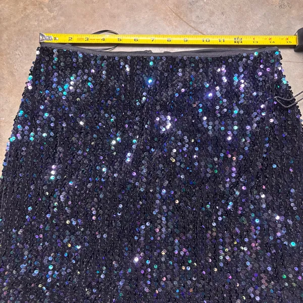 Molly Bracken Womens Small Black Purple Shimmery Sequins Mini Clubwear Skirt - Image 3