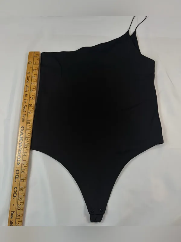 Aritzia Babaton Contour One Shoulder Cami Black Bodysuit Women's Size XL - Image 3