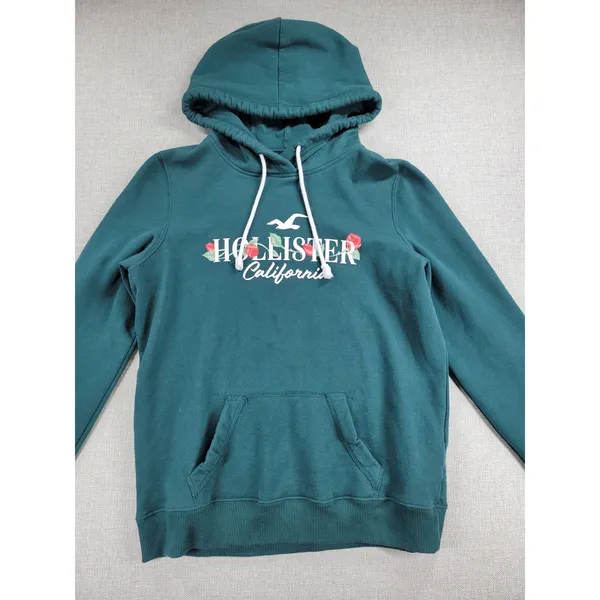 Hollister Womens Sweatshirt Size M Forest Green Hoodie Pullover Kangaroo Pocket - Image 6