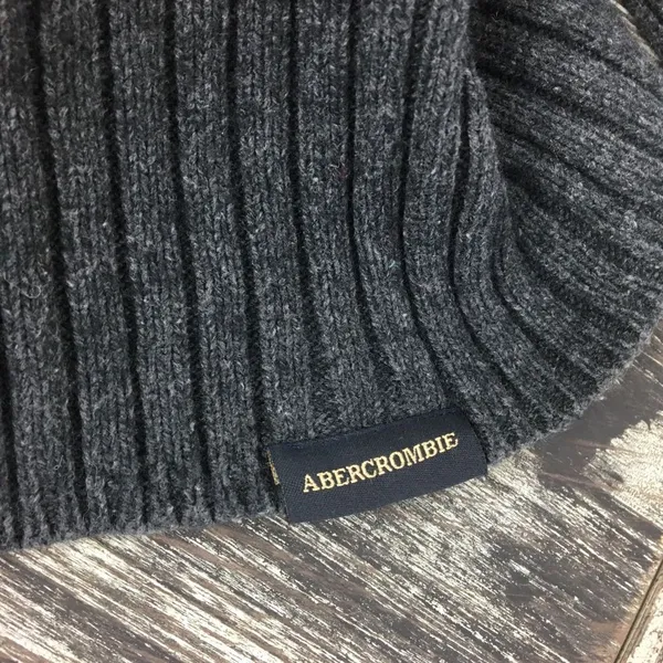 Abercrombie Women's Gray Ribbed Knit Cotton & Wool Long Sleeve Sweater L - Image 6