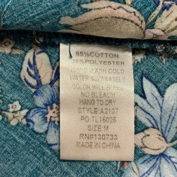 Umgee Teal Floral Sleeveless Boho Tunic Top Tie Neck Size M - Image 4