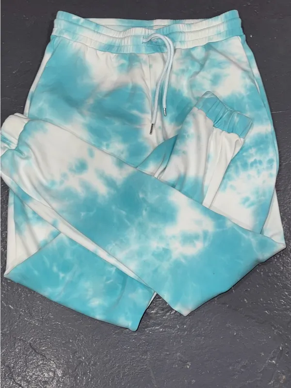 Tiger Mist Aqua & White Tie-Dye Crew Pullover SET - Image 4