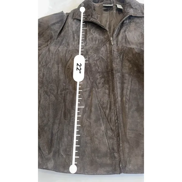 Chico’s Genuine Brown Suede Leather Zip Jacket 90s Y2K Minimalist⁠ size large - Image 8
