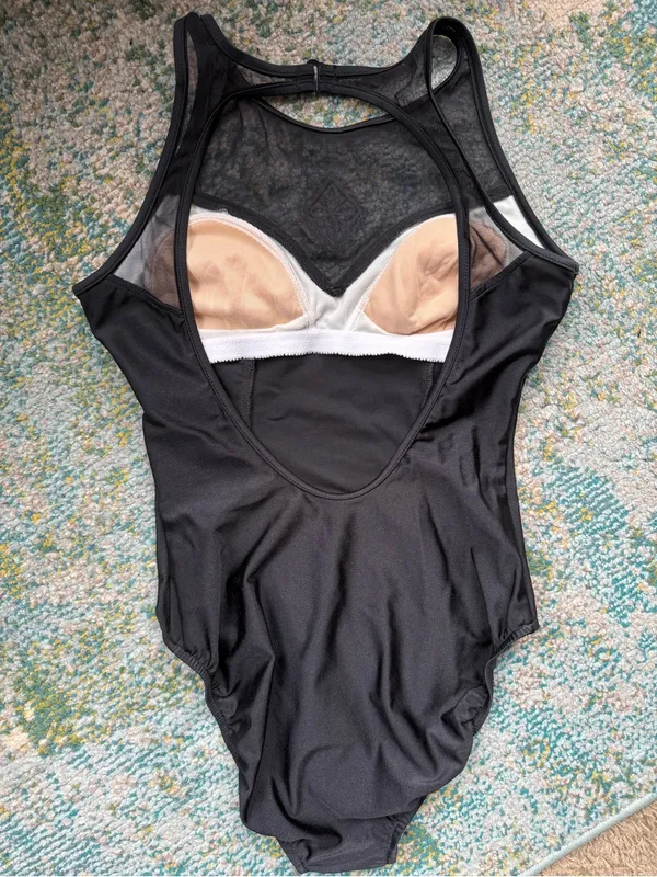 Vintage Jantzen black one-piece mesh yoke swimsuit, size 12 - Image 4