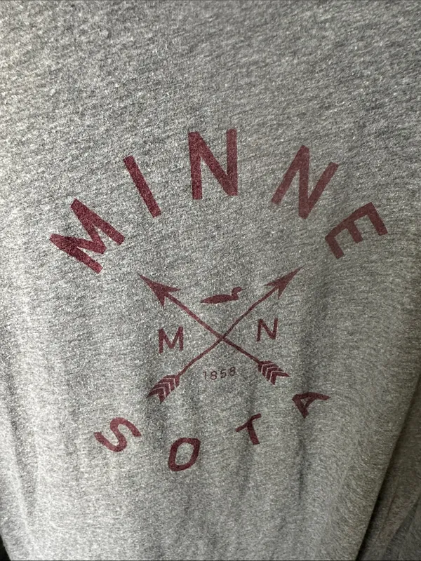 Gray 'Minnesota' Long Sleeve Graphic Tee Size M - Image 2