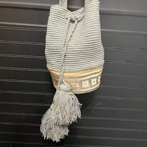 Woven‎ Bucket Shoulder Bag Boho Drawstring Tassel Purse Festival Beach Small - Image 2