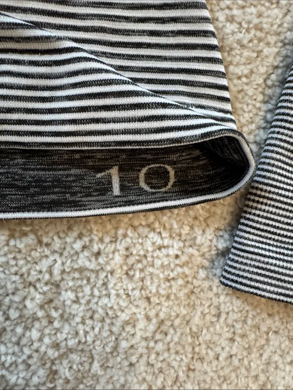 lululemon size 10 - Striped Long-Sleeve Crewneck Top - Grey/Black - Image 3