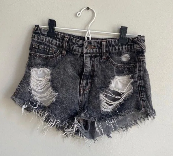 Mossimo Supply Co Black Distressed Jean Shorts - Image 4