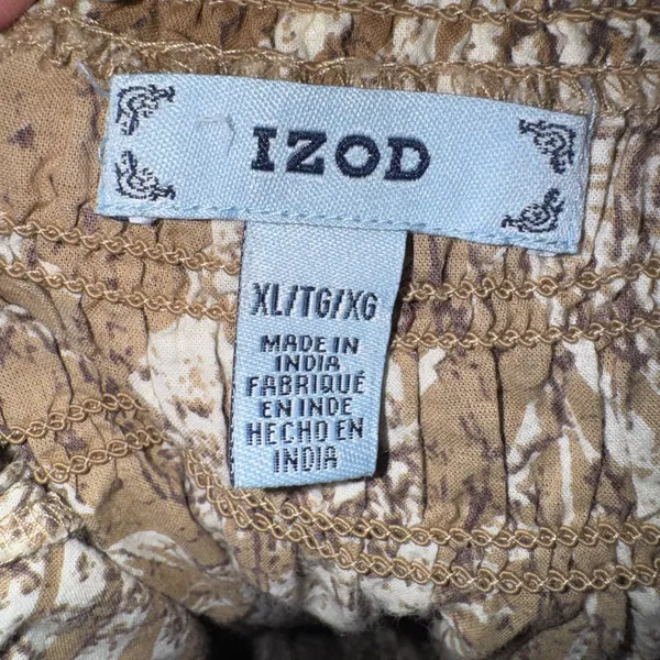 Brown leaf tropical print peasant top  - Image 5