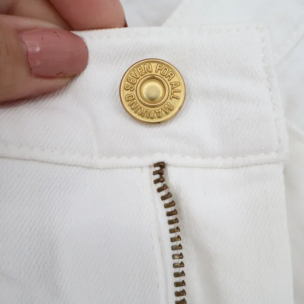 7 For All Mankind Womens White Denim Cut Off Shorts Frayed Hem Size 32 - Image 4