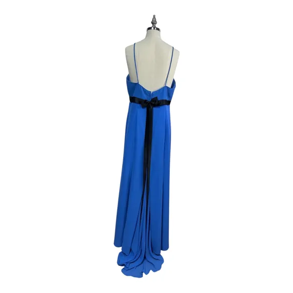Linda Royal Blue Chiffon Maxi Gown Open Back Bow Detail Prom Formal Women's 16‎ - Image 8