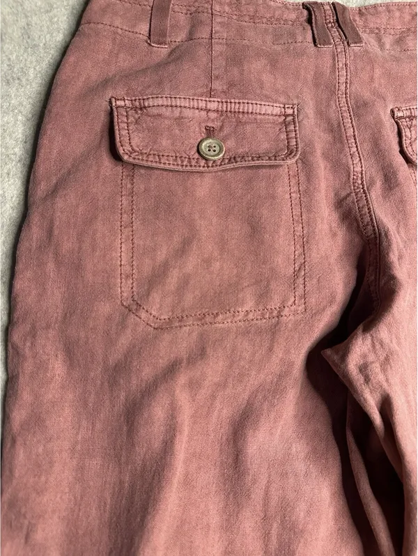 Anthro Pilcro Pink Beach Cargo Linen Blend Wide Leg Women’s 26 - Image 5