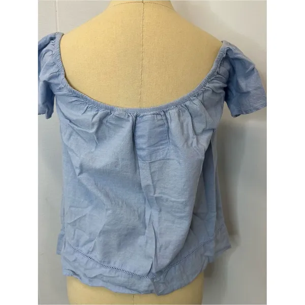 Superdry Light Blue Crochet Trim Shirt Detail 100% Cotton - Image 6